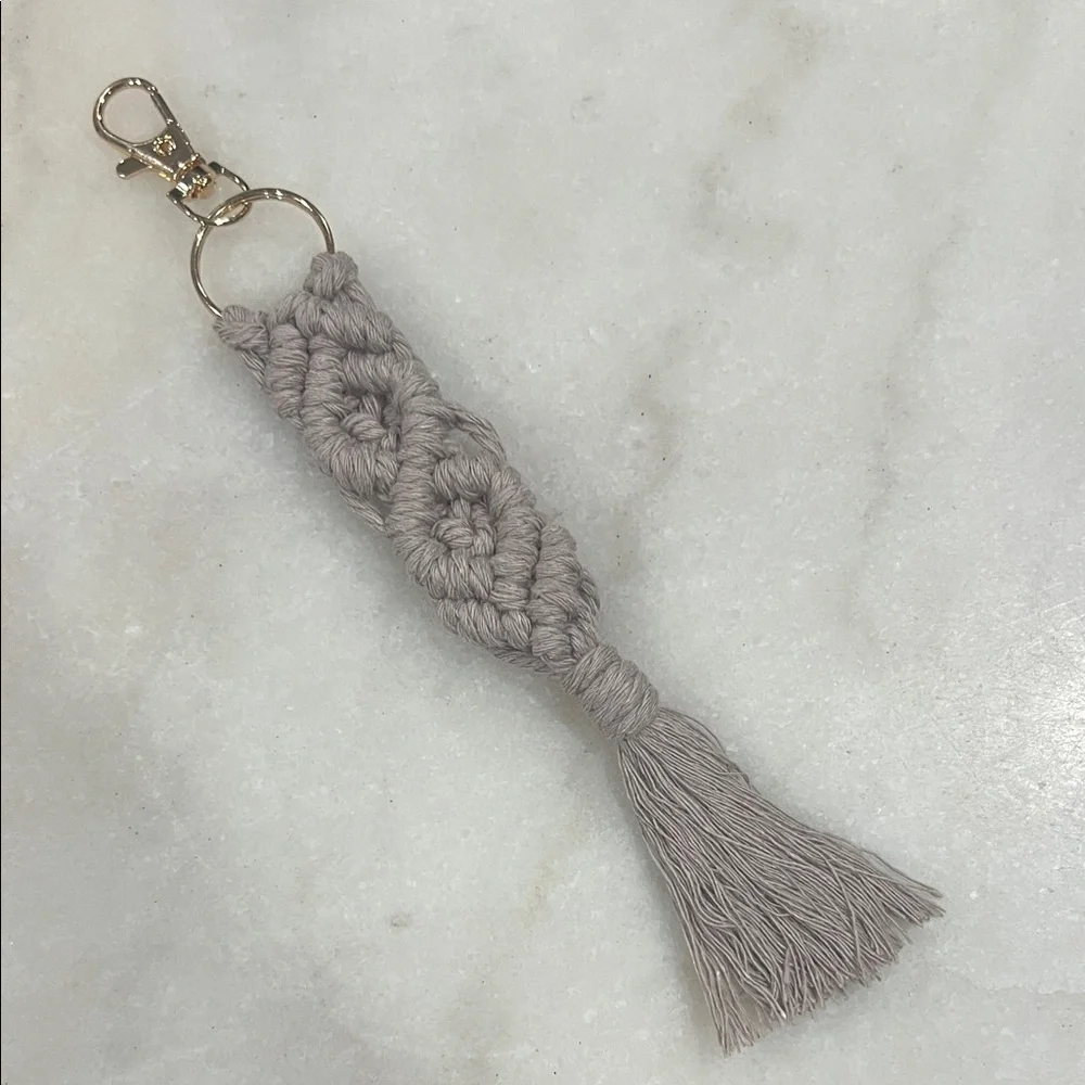 Chic Gray Macrame Keychain